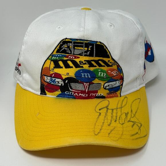 NASCAR Elliott Sadler Signed Kyle Busch Hat Cap M&Ms Auto Racing Snapback White - Picture 14 of 14